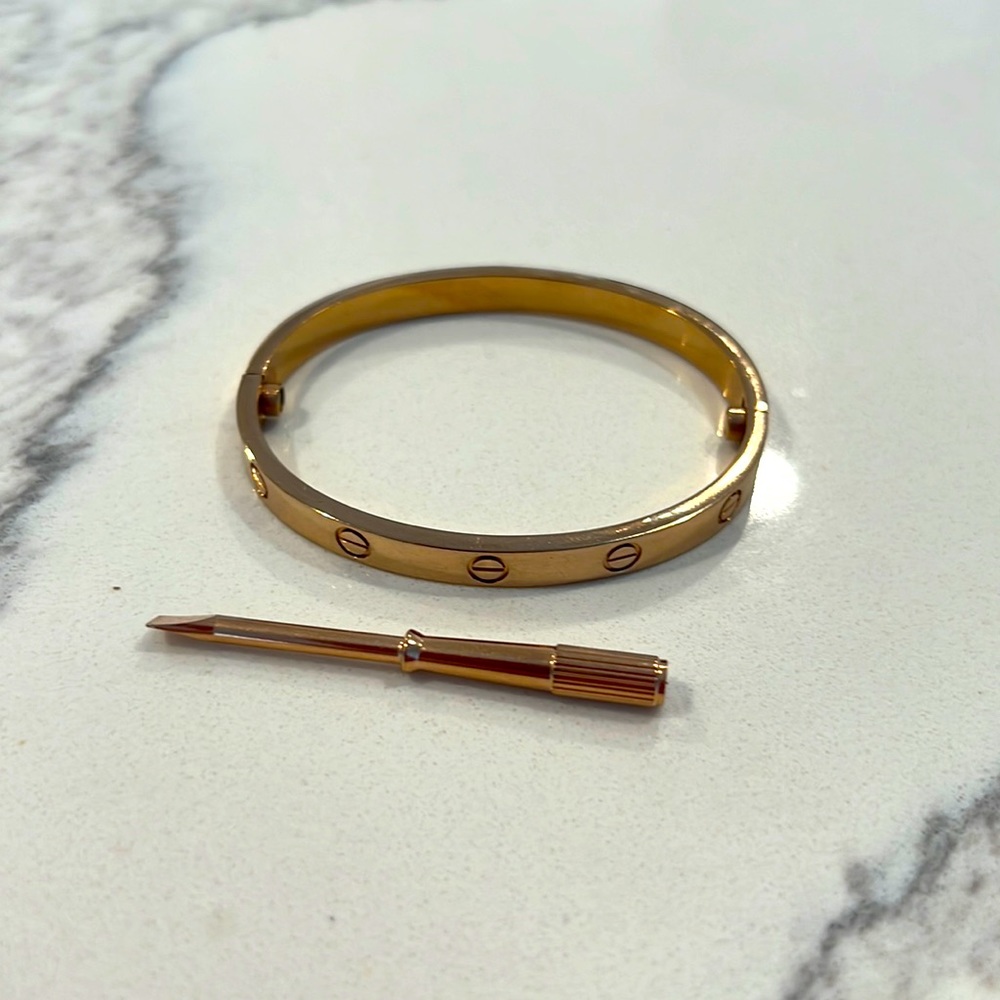 Bangles bracelet, Cartier style , rose gold , small size